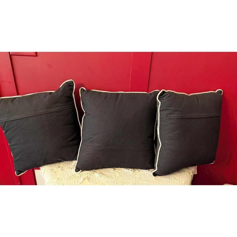 Set Of 4 Spider Web Punk Goth Halloween Black Decor Throw Pillows 16